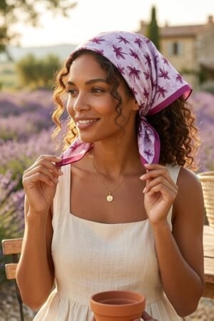 Dusty Pink Dragonfly Crepe Silk Bandana Scarf – 55x55cm